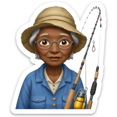 Fisher old woman black sticker