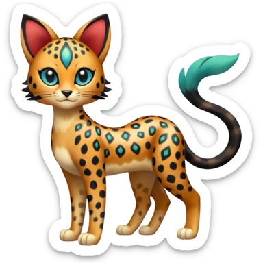 Colorful exotic esoteric patterned Gradients-colored realistic elegant lanky feminine cute pretty  Liepard-Litten-Meloetta-Sprigatito-Pokémon-fusion-creature (full body) sticker