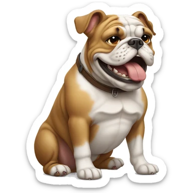happy sitting british bulldog sticker