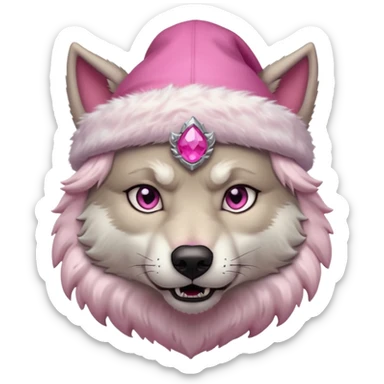 a dire wold with pink night cap sticker
