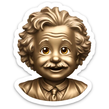 albert einstein happy baby face bronze medal sticker