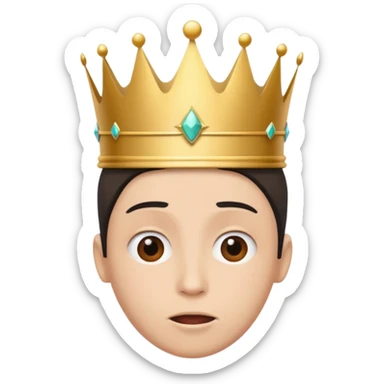 Crown flying off a head, motion lines + absurd expression sticker