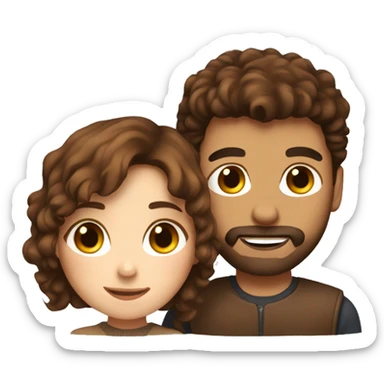 A beautiful brown-haired girl with a hairy brown-haired man Together sticker