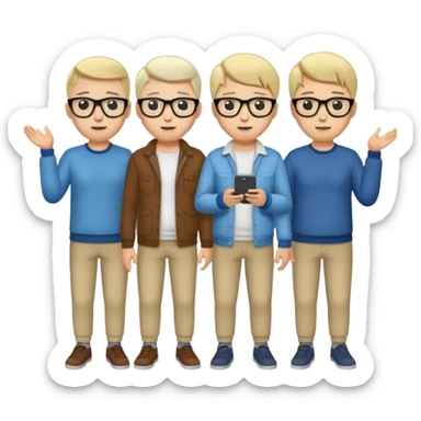 Group of 4 vibe coders, all male and white skinned  sticker