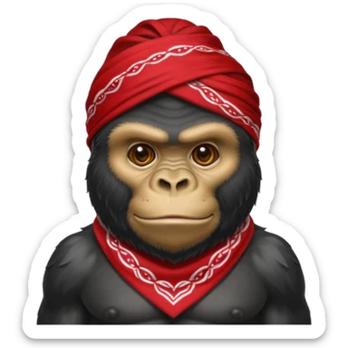 Fais un emoji gorille avec un bandana comme Rambo et qui tire à la mitraillette sticker