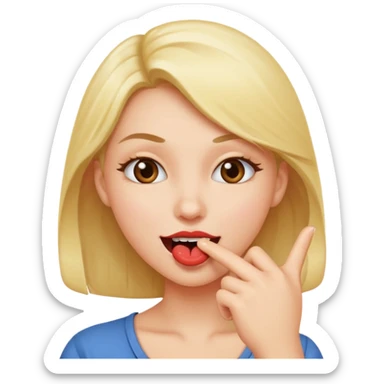 Finger biting flirty face sticker