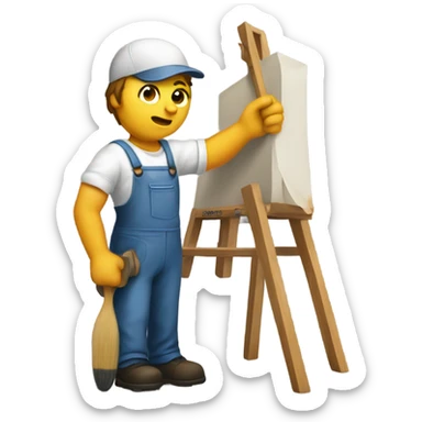 A painter with the word no on a canvas sticker