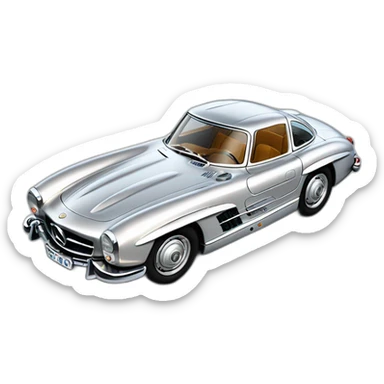 Silver Mercedes 300 sl gull-wing sticker