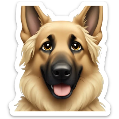 dark german shepherd with cute blonde girl wavy hair sticker