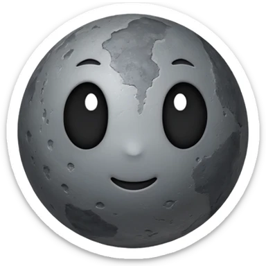 planet Mercury as a round, rocky gray ball with a slightly uneven stony surface, soft transitions between light and dark gray, emoji style, more pronounced surface texture sticker