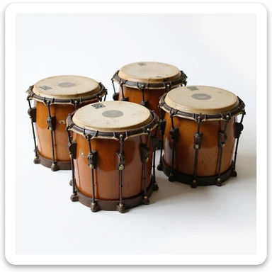 a set of four timpani drums, realistic style sticker