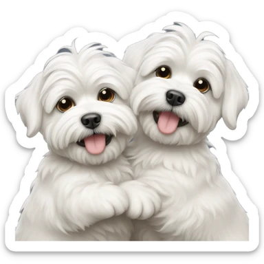 Tow Maltese dogs hugging each other  sticker