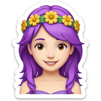 Princesses with Flower Crown in Purple Hair sticker