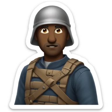 A man going to war with hardened face sticker