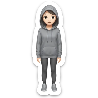 Sasha Gray in big gray hoodie full height sticker