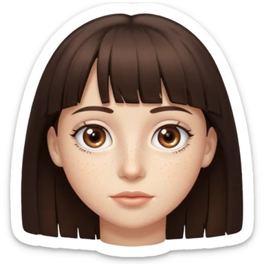 branca, olhos hazel, franjnha, pequenas sardas, cabelo castanho escuro, zoombue sticker