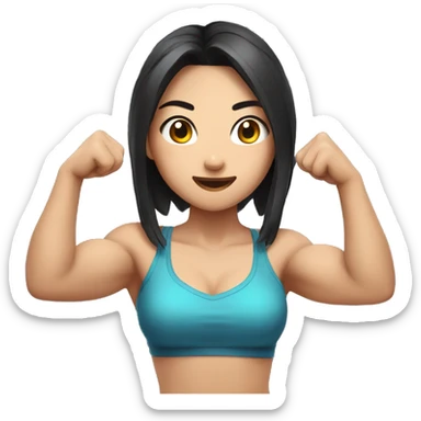 Asian gamer girl showing off biceps sticker