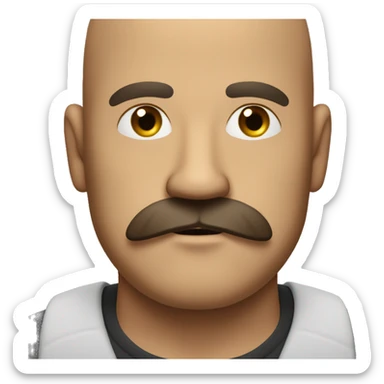 bald brown man who doesn’t wanna lock in and hates me and has a moustache and small goatee and a beer belly sticker