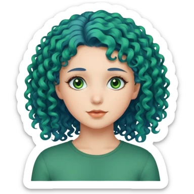 Girl with curly blue hair, green eyes, and very fair skin. sticker