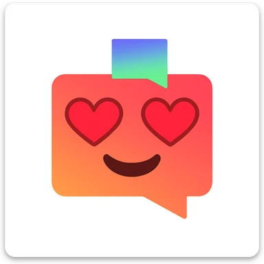 Turn the YumChat icon into a cute heart eyes emoji character, playful and loving, keeping the original colors and shape, in a cute emoji style. sticker