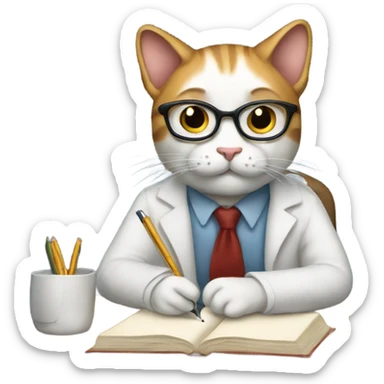 Cat writing as a professor  sticker