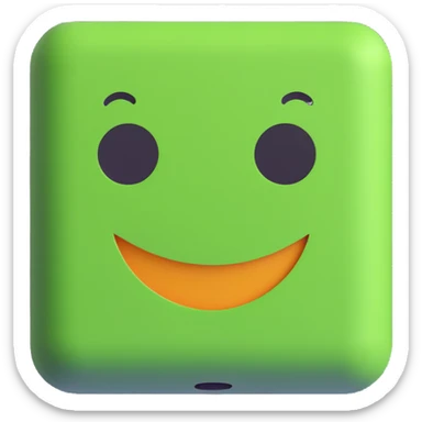 green blocky retro smiley face sticker