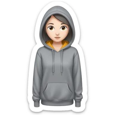 Sasha Gray in big gray hoodie full height sticker