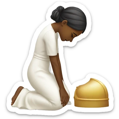 Girl bowing down worshipping sticker