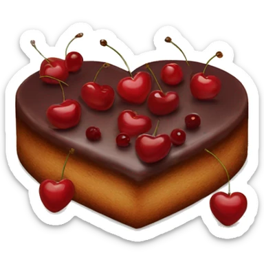 Vintage heart shaped cake with cherries sticker