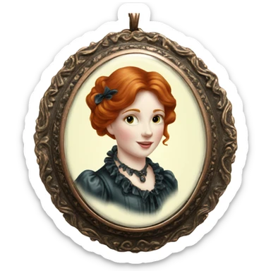 victorian cameo locket redhead  sticker