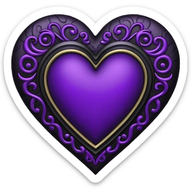 goth heart with black and purple accents sticker