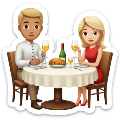 Two people sitting on round dinner table sticker