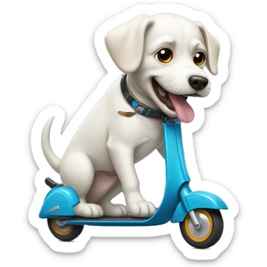 Dog riding a scooter sticker