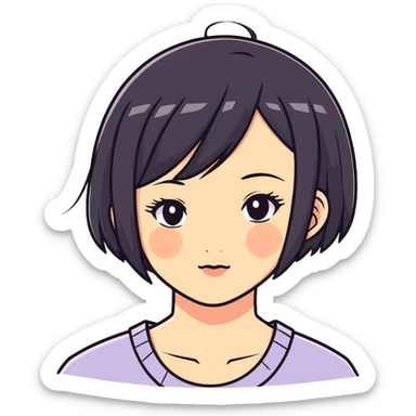 Asian girl with short black hair sticker