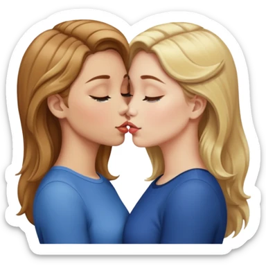 👩🏻‍❤️‍💋‍👩🏼 but light brown hair instead of blonde on the girl on the right  sticker