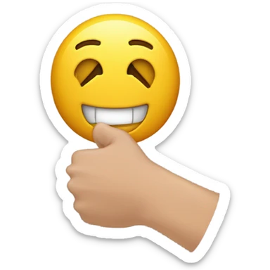 EMOJY SONRIENDO Y CON UN DEDO DENTRO DE LA BOCA, COMO MORDIENDOSE UN DEDO sticker