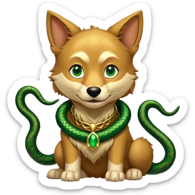 loki god of mischief as a dog. he as snakes.  dynamic pose sticker