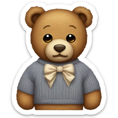 Teddy bear whit sweater and bow sticker