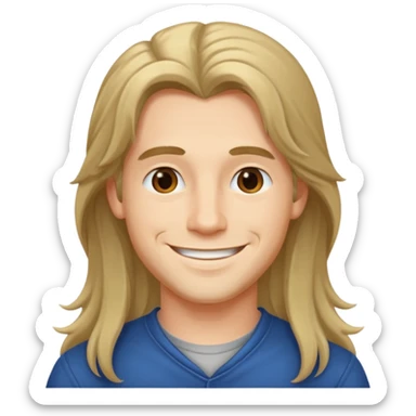 homme jeune cheveux long avec le sourire style européen sticker