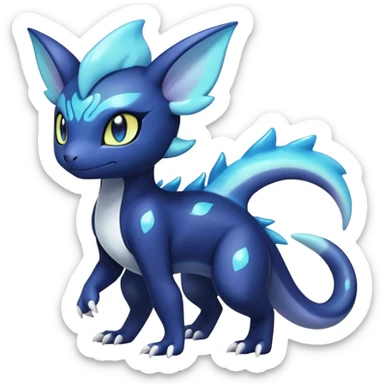 Shiny pastel Nebulae Salandit-Meowstic-Noibat-Fakémon-hybrid-creature (full body)  sticker