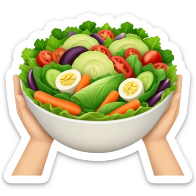 two hands holding a salad bowl sticker