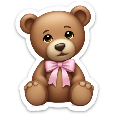 Teddy bear with light pink bow  sticker