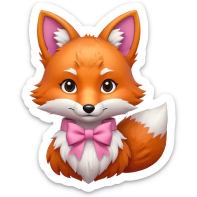 cute fox with a pink bow, portrait, bust up sticker