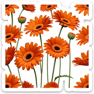 single Burnt Orange Gerbera Daisy, straight stem sticker