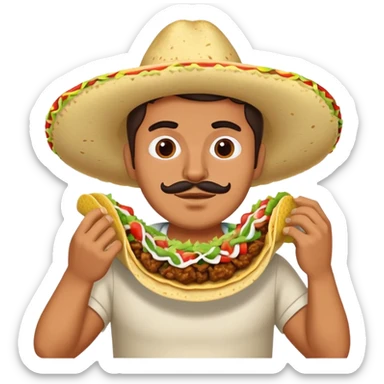Mexican man eating tacos and burritos sticker