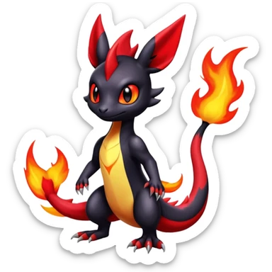 Cute Shiny Guilmon-Noibat-Quilava-Salandit-Umbreon-Fakémon-hybrid-creature (full body)  sticker