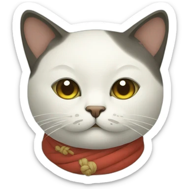 A cat with a Japanese sage mustache sticker