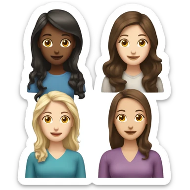 brunette white woman with five brunette white girls sticker