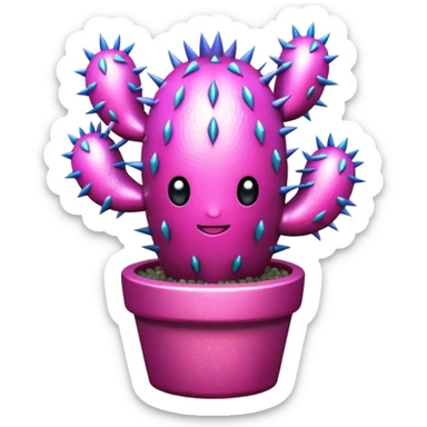 Glitter Pink Cactus sticker