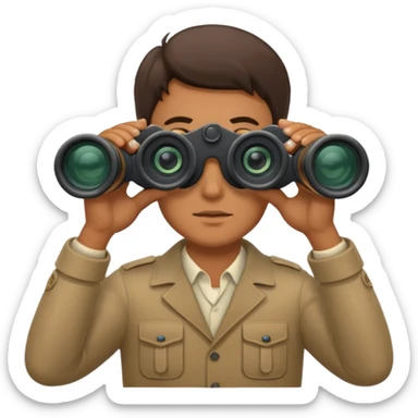 man with binoculars sticker